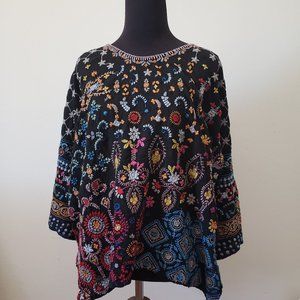 Johnny Was Women's Black Zora Blouse (L)
